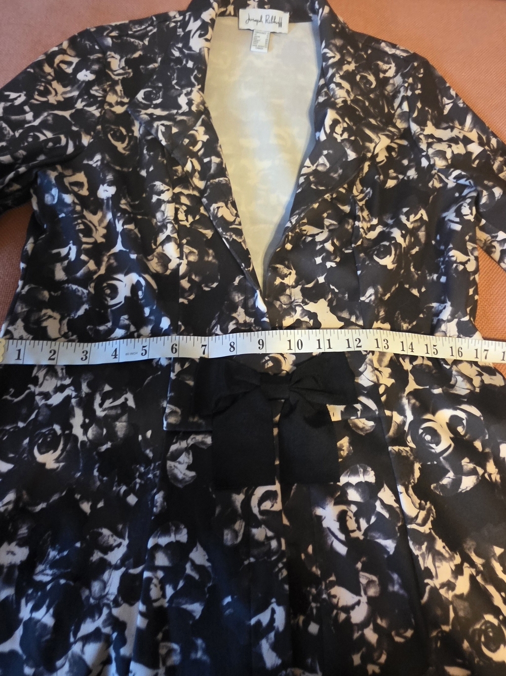 RIBKOFF Black & Blush Floral Fit-and-Flare Jacket with Bow - Picture 10 of 16
